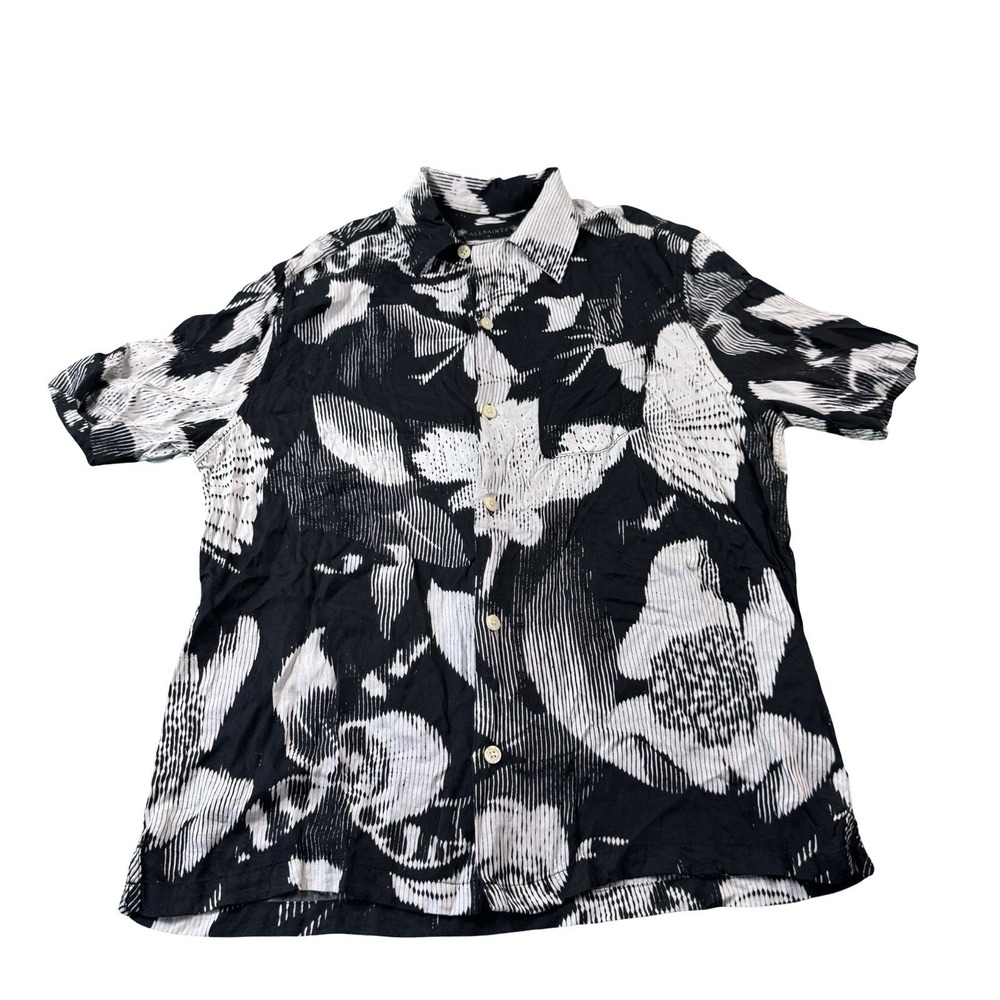 AllSaints Frequency SS Mens Button Front Shirt Size Medium Relaxed Fit MS064Y